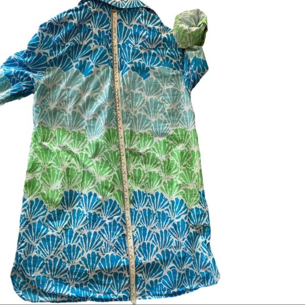 Lilly Pulitzer shirt dress tunic XS button up long sleeve pastels shell print - Picture 8 of 10